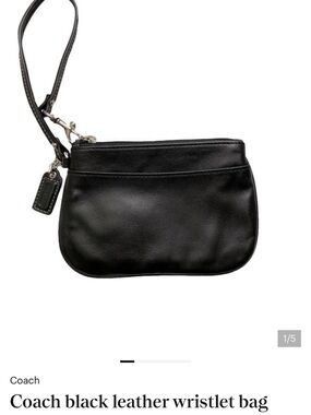 Coach Black Leather Wristlet with Detachable Strap
